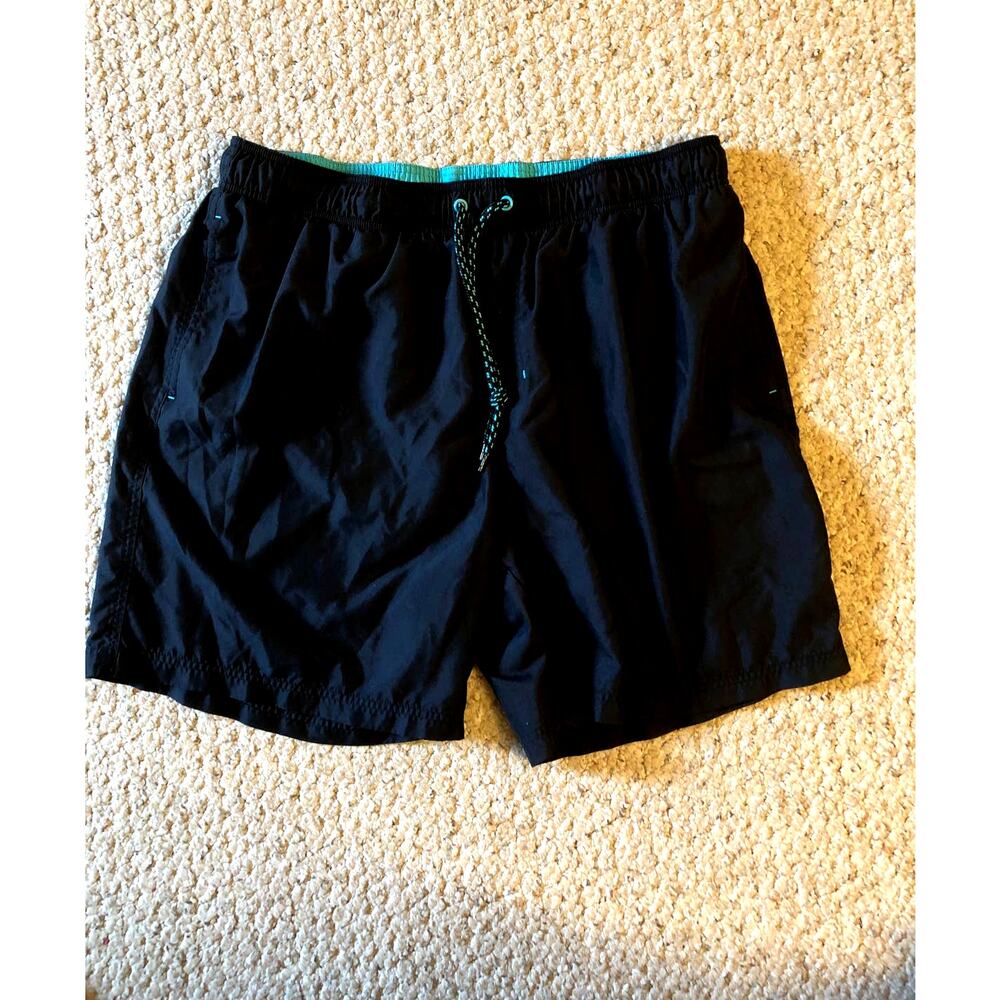 George Mens Shorts Swim Trunks Swimwear Size XL 40-42 Black Aqua Blue